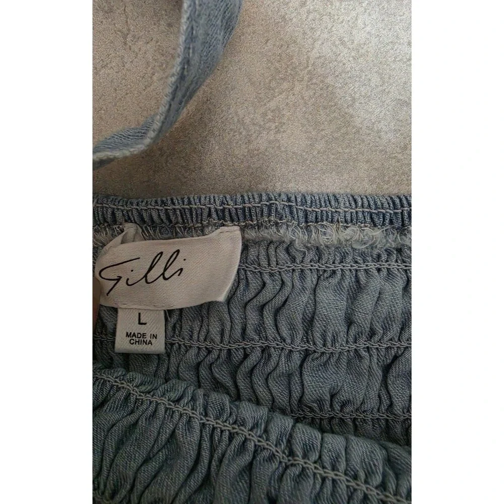 Gilli Women's Light Wash Denim Romper Size L